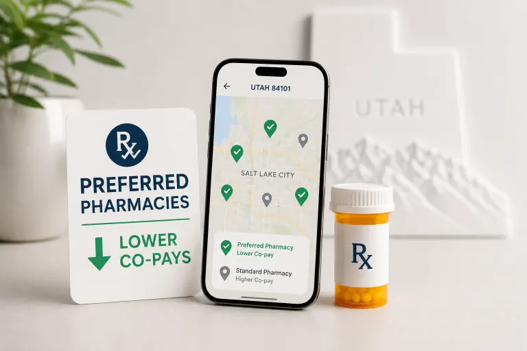 Illustration for a Medicare pharmacy benefit article by Peter Abilla.