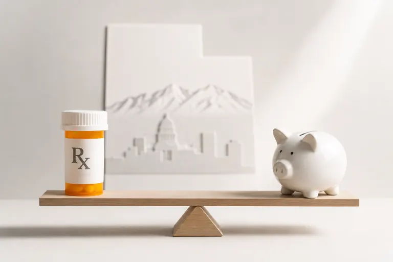 Illustration for a Utah Medicare prescription drug geography article by Peter Abilla.